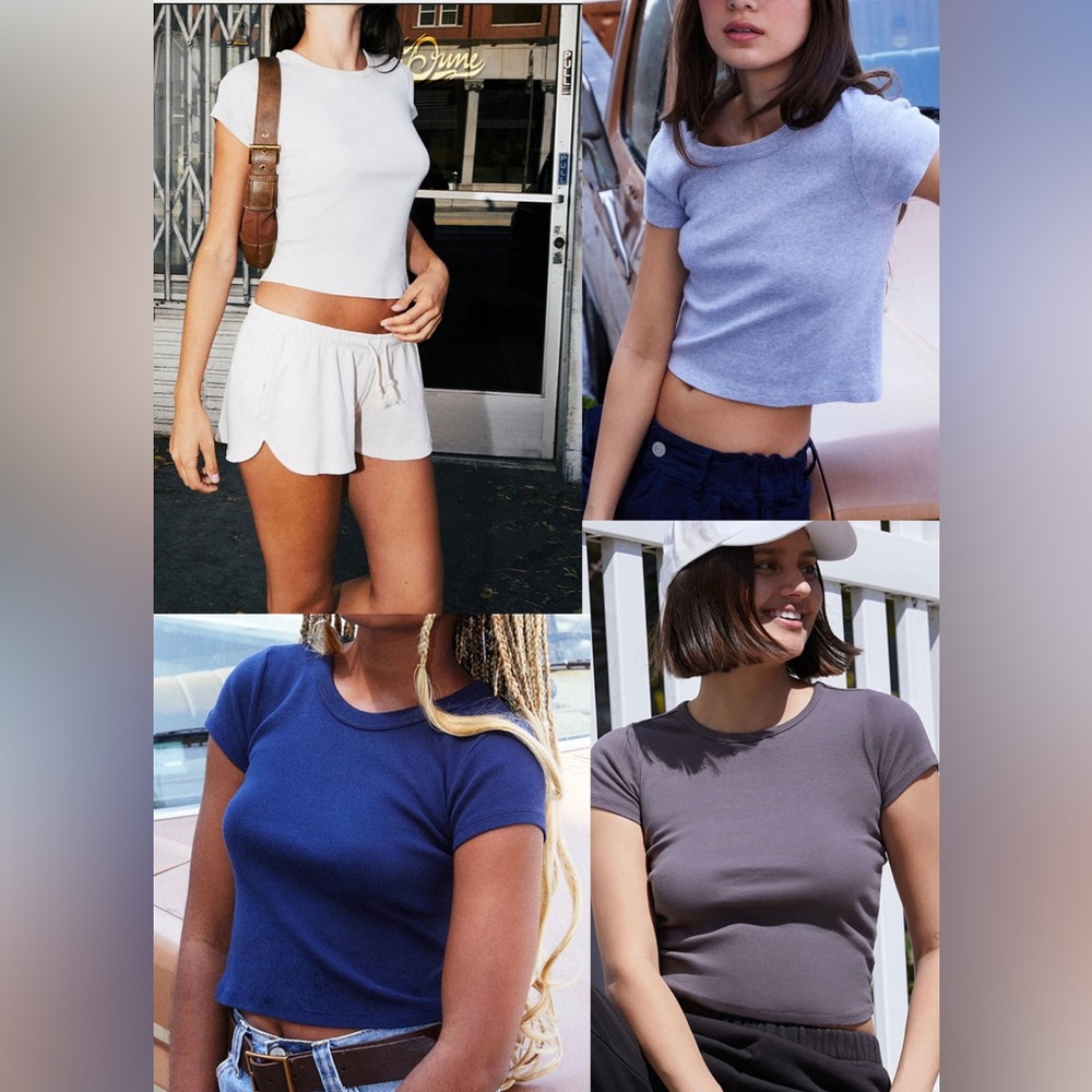 Brandy Melville Ashlyn Cropped Tee Haul | Navy, White, Grey, Charcoal